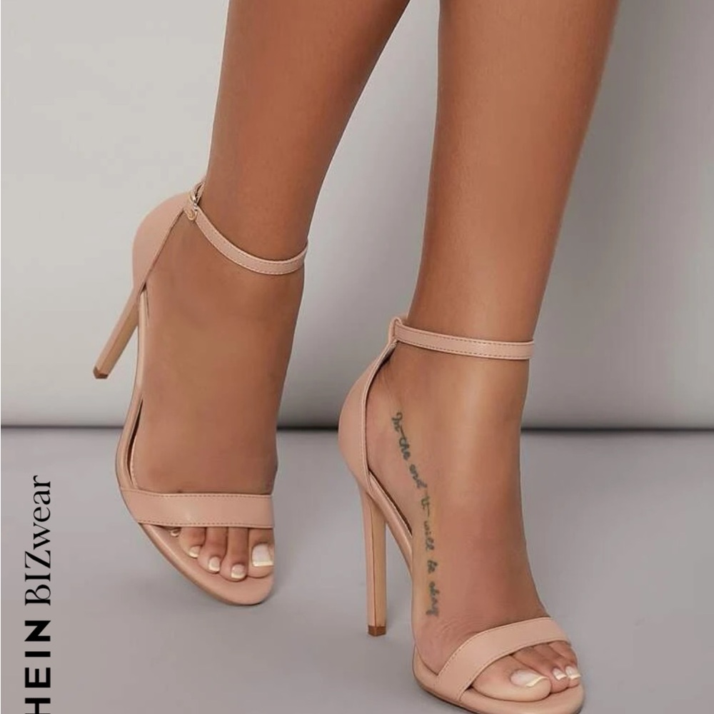 Shein Heeled Ankle Strap Stiletto in Tan